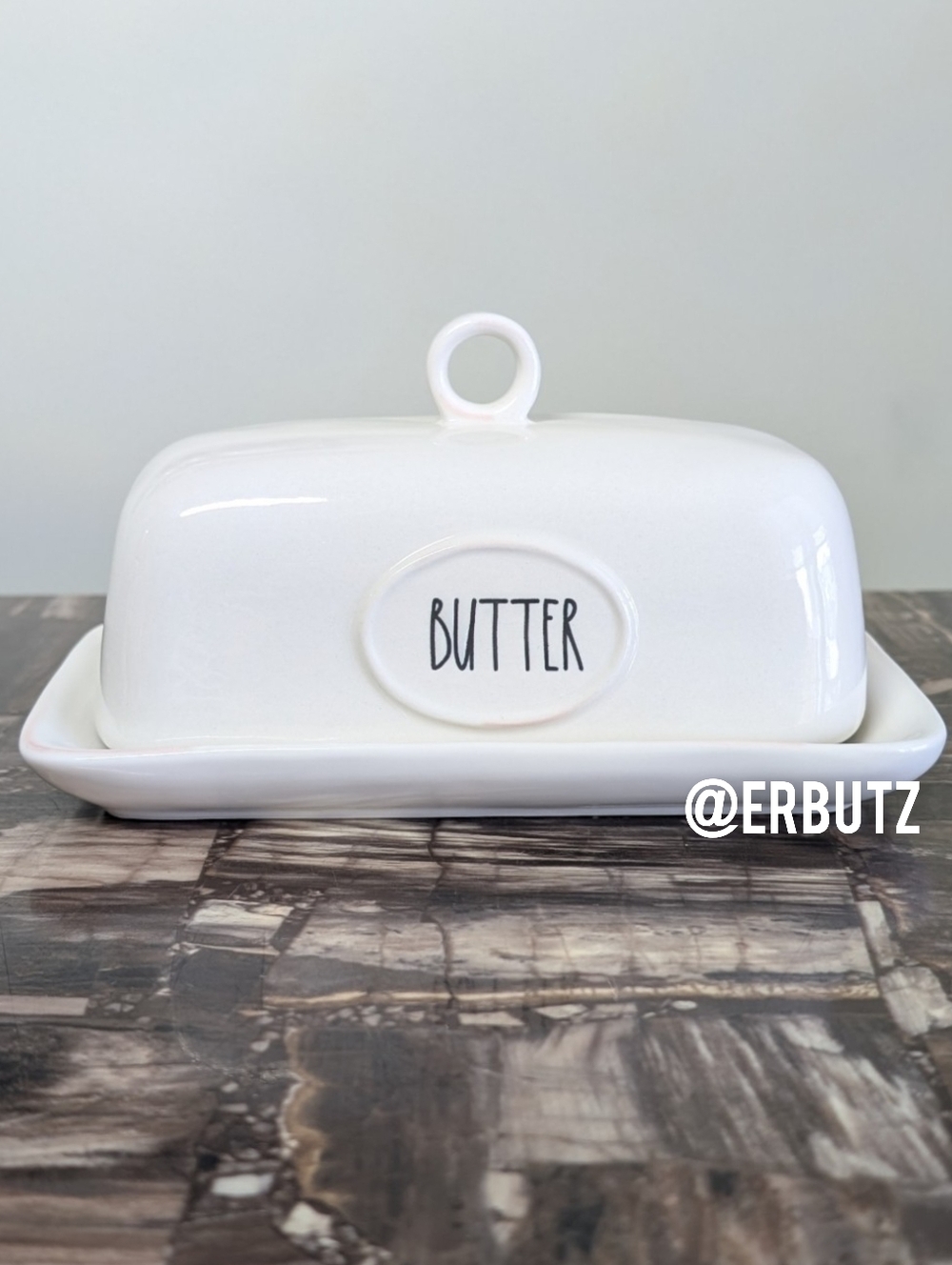 Rae Dunn BUTTER Classic Ceramic Butter Dish, Kitchen Basics Collection 🧈